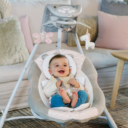 Ingenuity InLighten Baby Electric Cradling Swing Rocker Chair, Flora the Unicorn