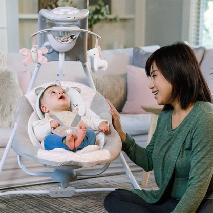 Ingenuity InLighten Baby Electric Cradling Swing Rocker Chair, Flora the Unicorn