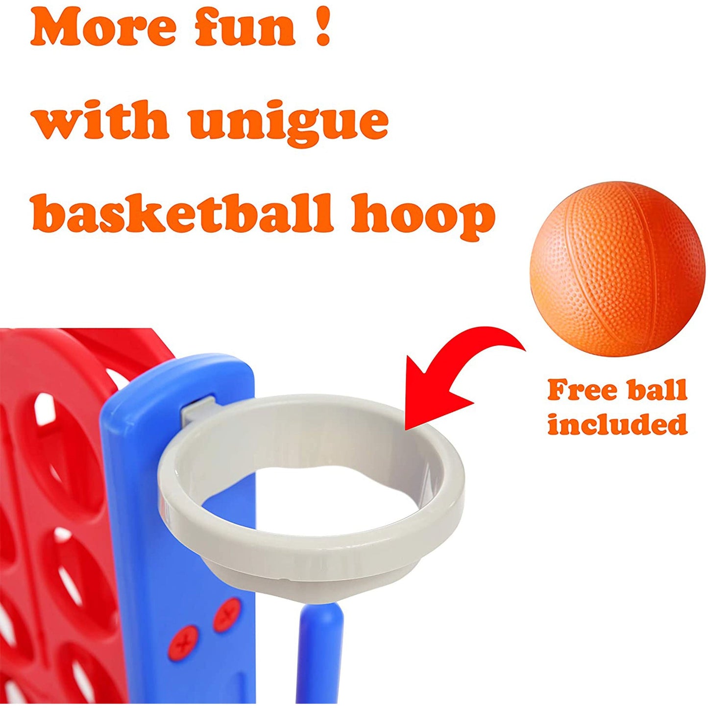 SDADI Giant 64 Inch 4-In-A-Row Game and Basketball Game for Kids, Blue and Red