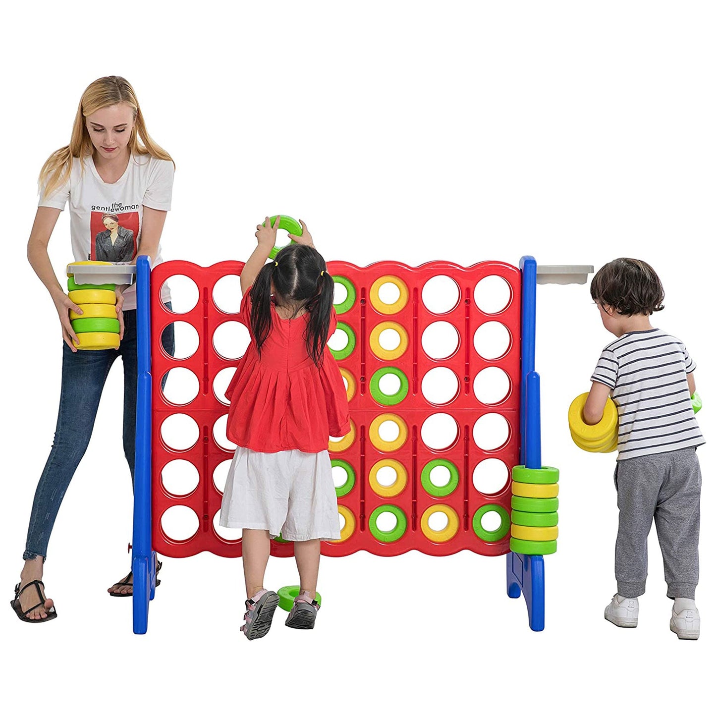 SDADI Giant 64 Inch 4-In-A-Row Game and Basketball Game for Kids, Blue and Red