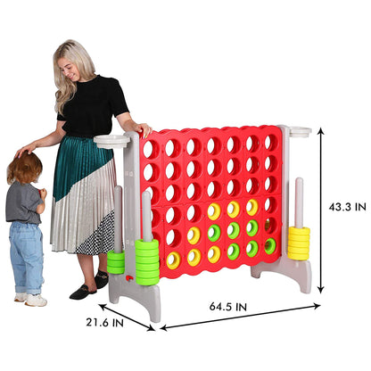 SDADI Giant 64 Inch 4-In-A-Row Game and Basketball Game for Kids, Gray and Red