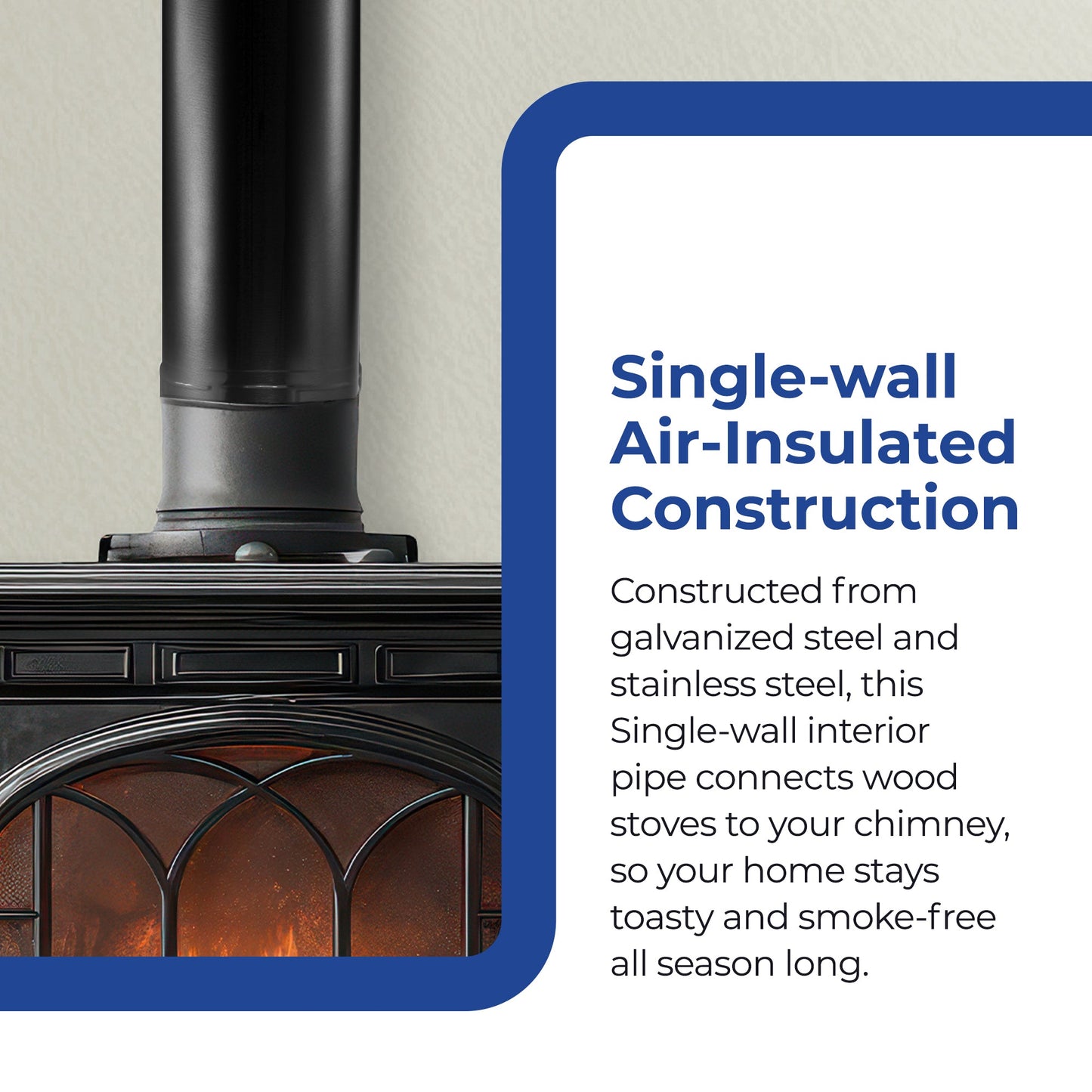 DuraVent 6 Inch Single Wall Interior Damper Section As Stove Top Adapter, Black