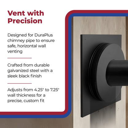 DuraVent 6DP-WT 6 Inch Galvanized Steel Wall Thimble for Chimney Pipe, Black