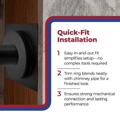 DuraVent 6DP-WT 6 Inch Galvanized Steel Wall Thimble for Chimney Pipe, Black