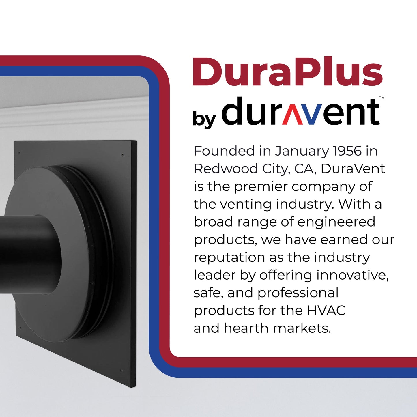 DuraVent 6DP-WT 6 Inch Galvanized Steel Wall Thimble for Chimney Pipe, Black