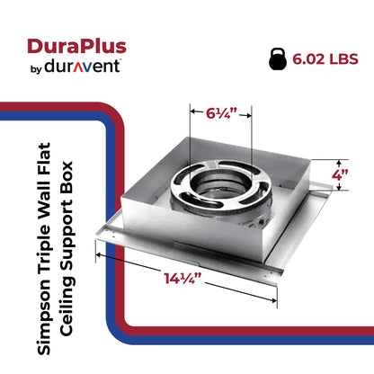 DuraVent Simpson 6DP-FCS Triple Wall Flat Ceiling Support Box for Wood Stoves