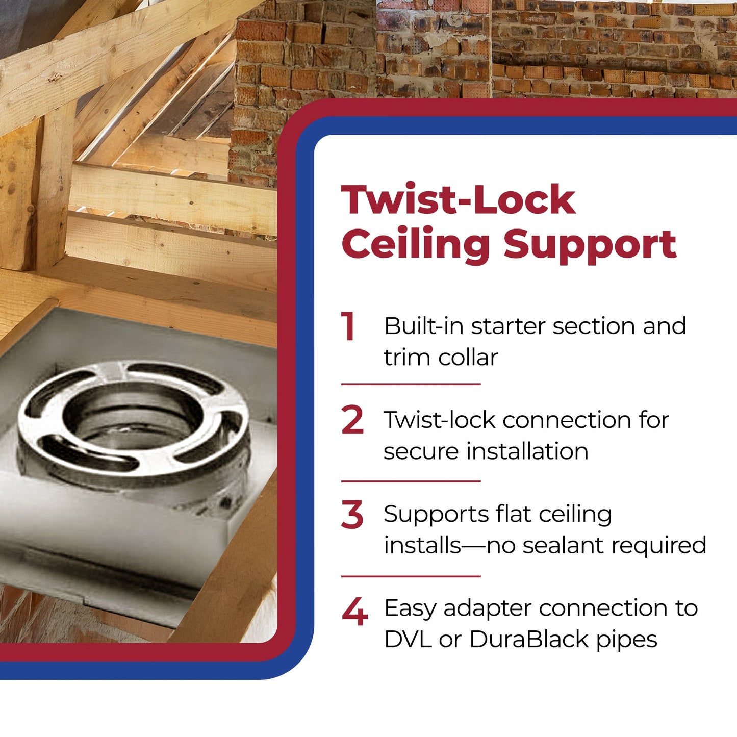 DuraVent Simpson 6DP-FCS Triple Wall Flat Ceiling Support Box for Wood Stoves