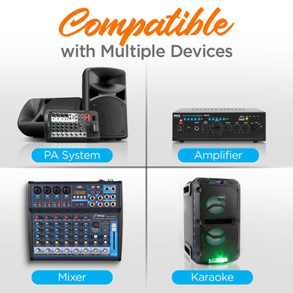 Pyle Fixed Frequency Wireless Handheld Karaoke Microphones with 2 Handheld Mics