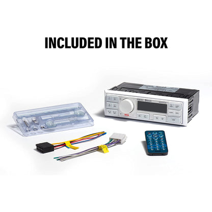 BOSS Audio Single-DIN Mech-Less Marine Audio Bluetooth Multimedia Player, White