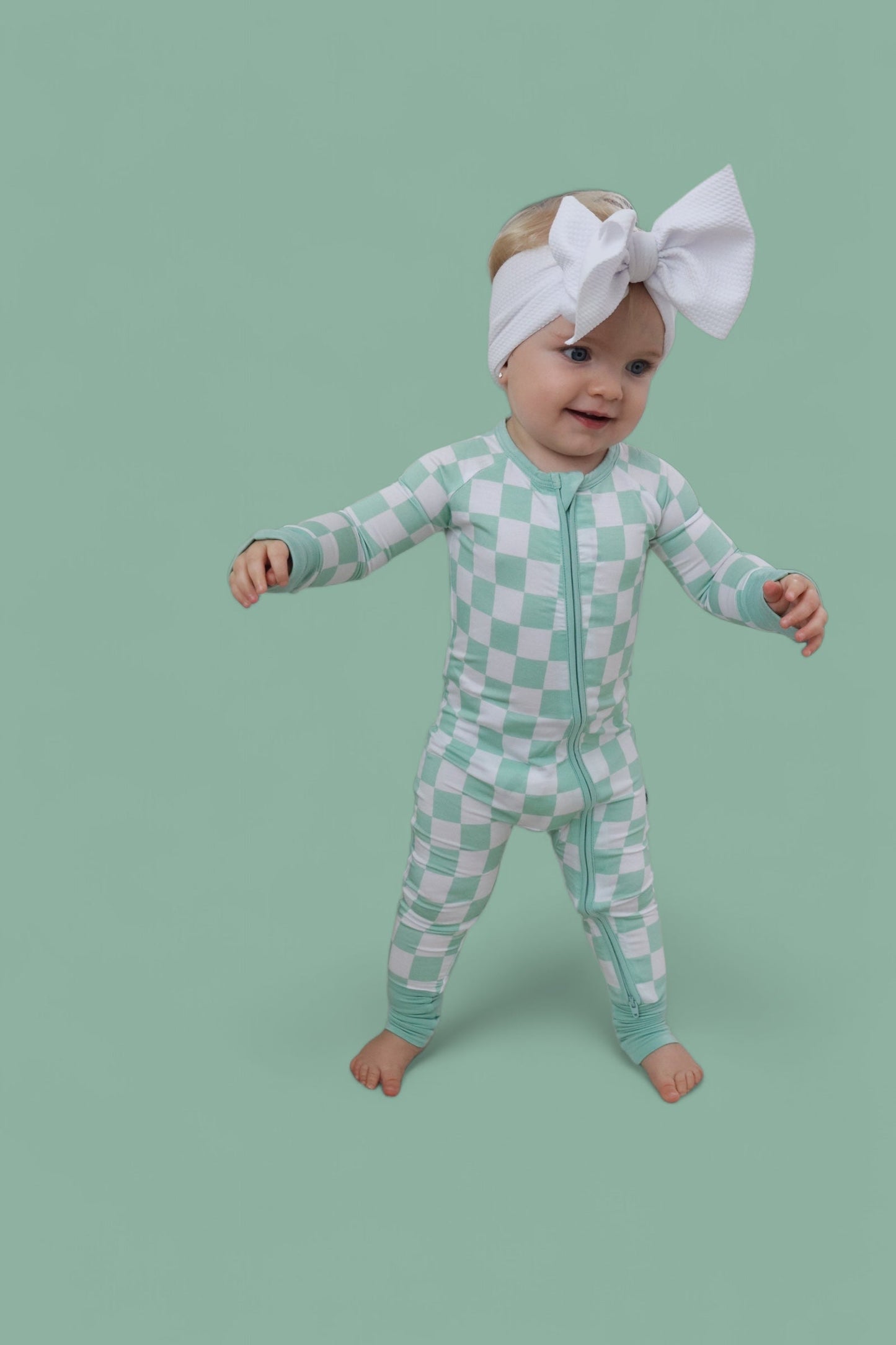 MINT CHECKERS DREAM ROMPER