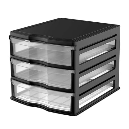 Life Story 3 Drawer Stackable Shelf Organizer Storage Drawers, Black (2 Pack)