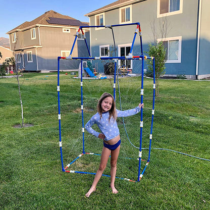 Funphix Medium Outdoors Sprinkles Set with Poles and Hose Fort Kit, Multicolor