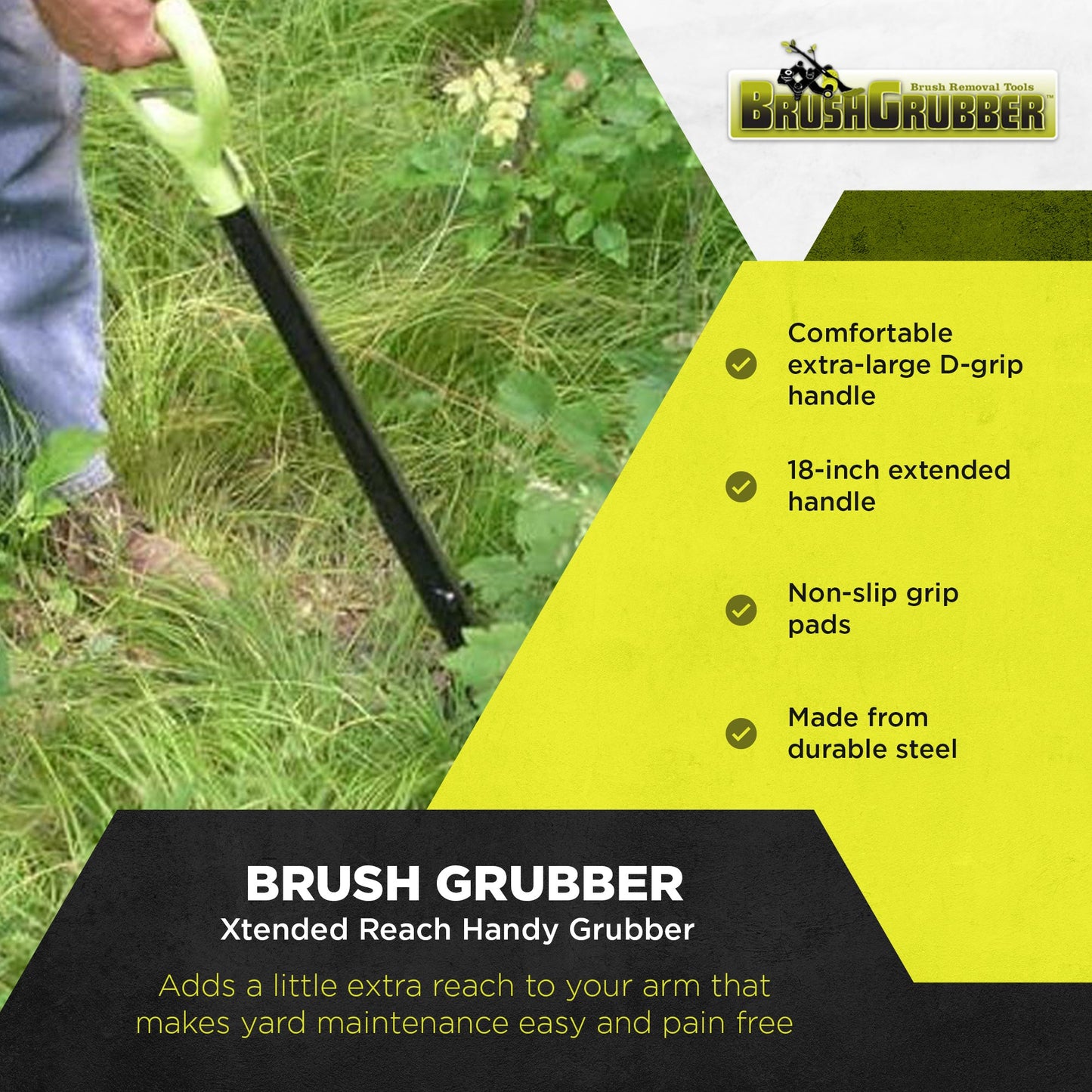 Brush Grubber BG-14 Handy Grubber Xtended Reach Grabber Claw with Non Slip Pads