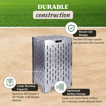 Yard Tuff YTF-202036BC 20 x 20 x 36 Inch Steel Burn Cage with Vent Holes, Gray