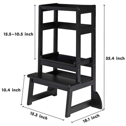 SDADI LT05G Mother's Helper Adjustable Height Kids Kitchen Step Stool, Black