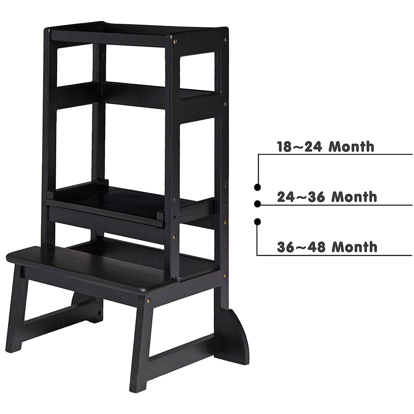 SDADI LT05G Mother's Helper Adjustable Height Kids Kitchen Step Stool, Black
