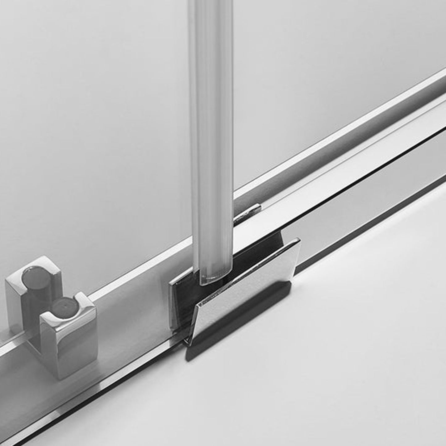 Serene Valley 72 x 74 Inch Square Rail Frameless Sliding Shower Door, Chrome
