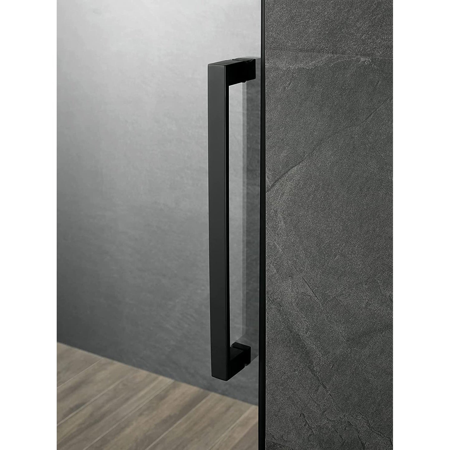 Serene Valley 52 x 74 Inch Square Rail Frameless Sliding Shower Door, Black