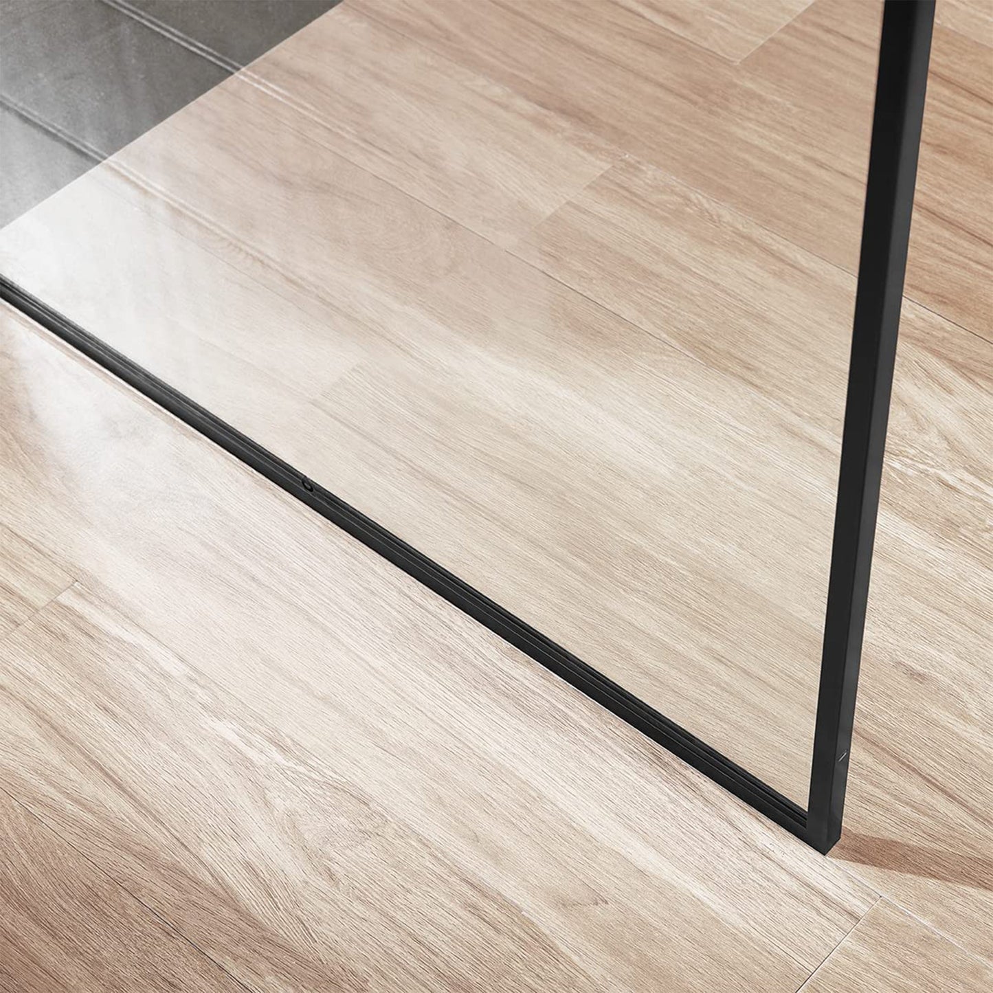 Serene Valley 34 x 72 Inch Tempered Glass Stand Alone Shower Screen, Matte Black