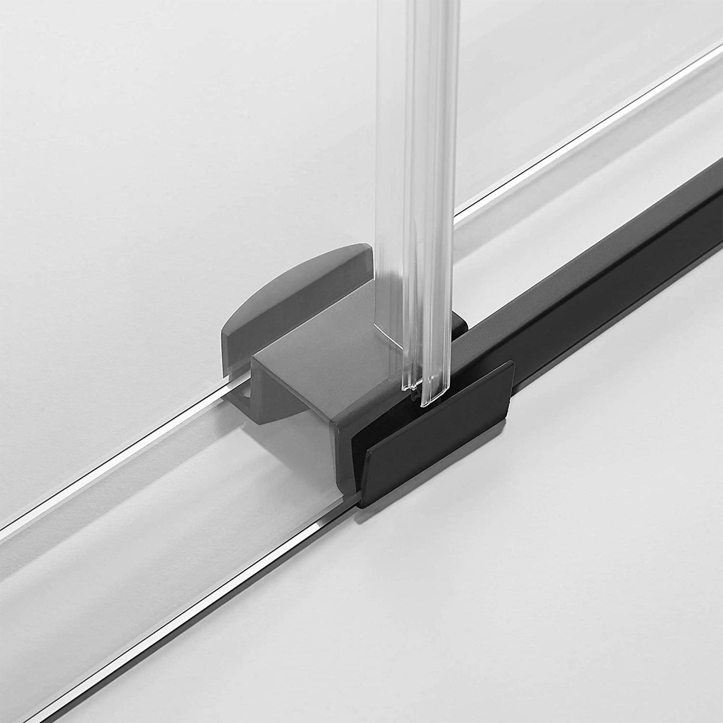 Serene Valley 52 x 74 Inch Big Roller Frameless Sliding Shower Door, Matte Black