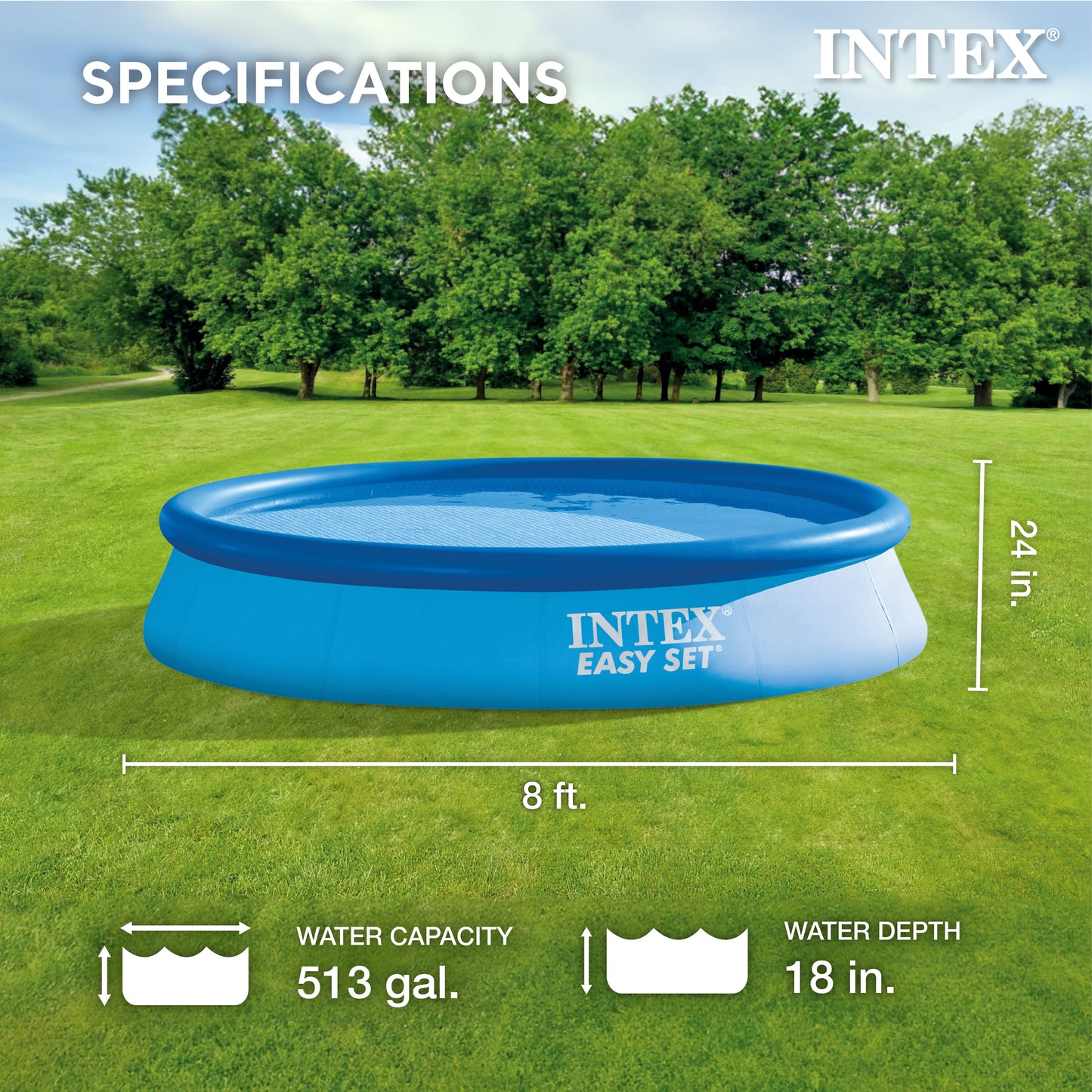 Intex 28107EH 8 x 24 Inch Easy Set Inflatable Swimming Pool with Filter, Blue