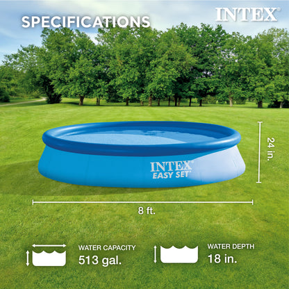 Intex 28107EH 8 x 24 Inch Easy Set Inflatable Swimming Pool with Filter, Blue