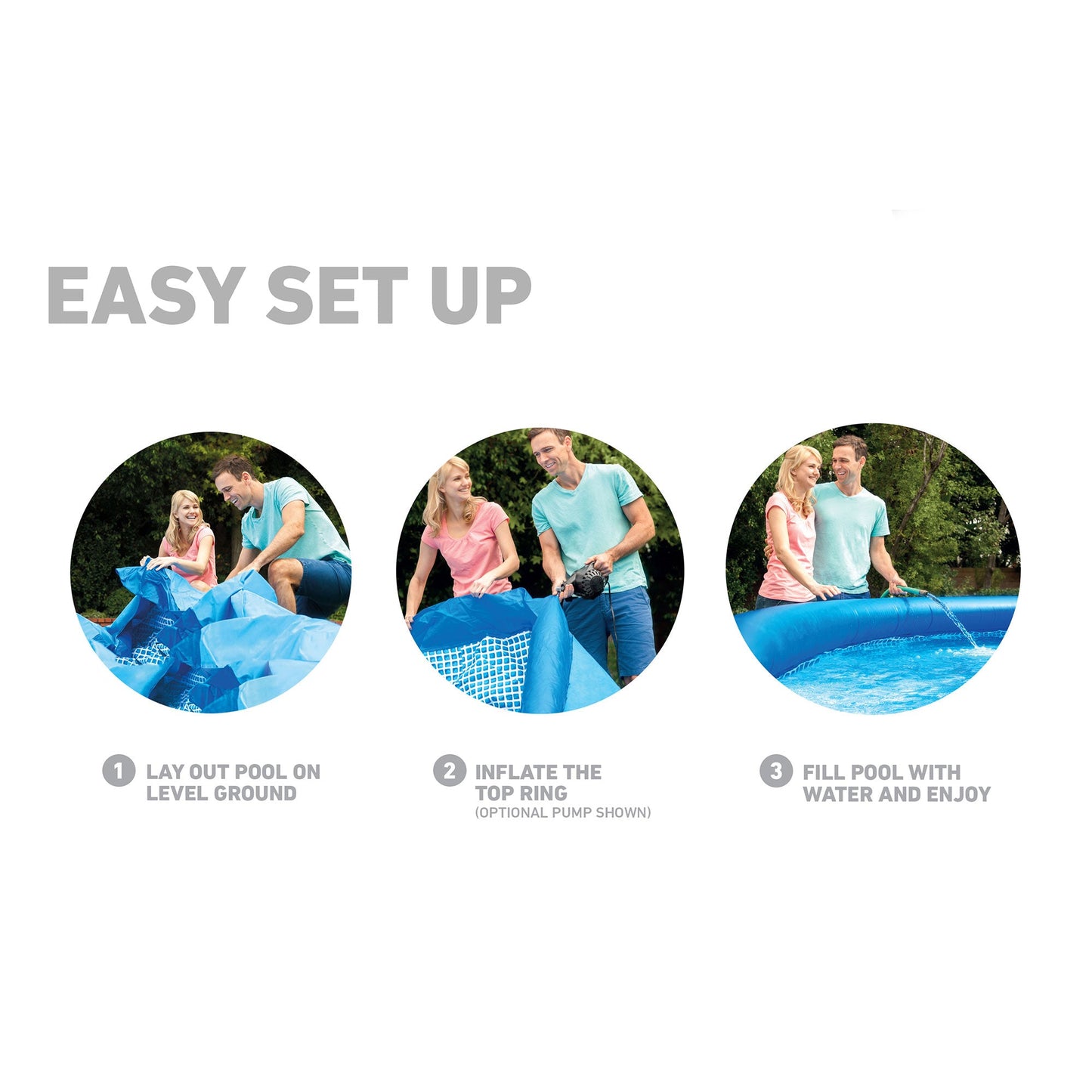 Intex 10' x 24" Foot Easy Set Inflatable Circular Vinyl Swimming Pool, Blue