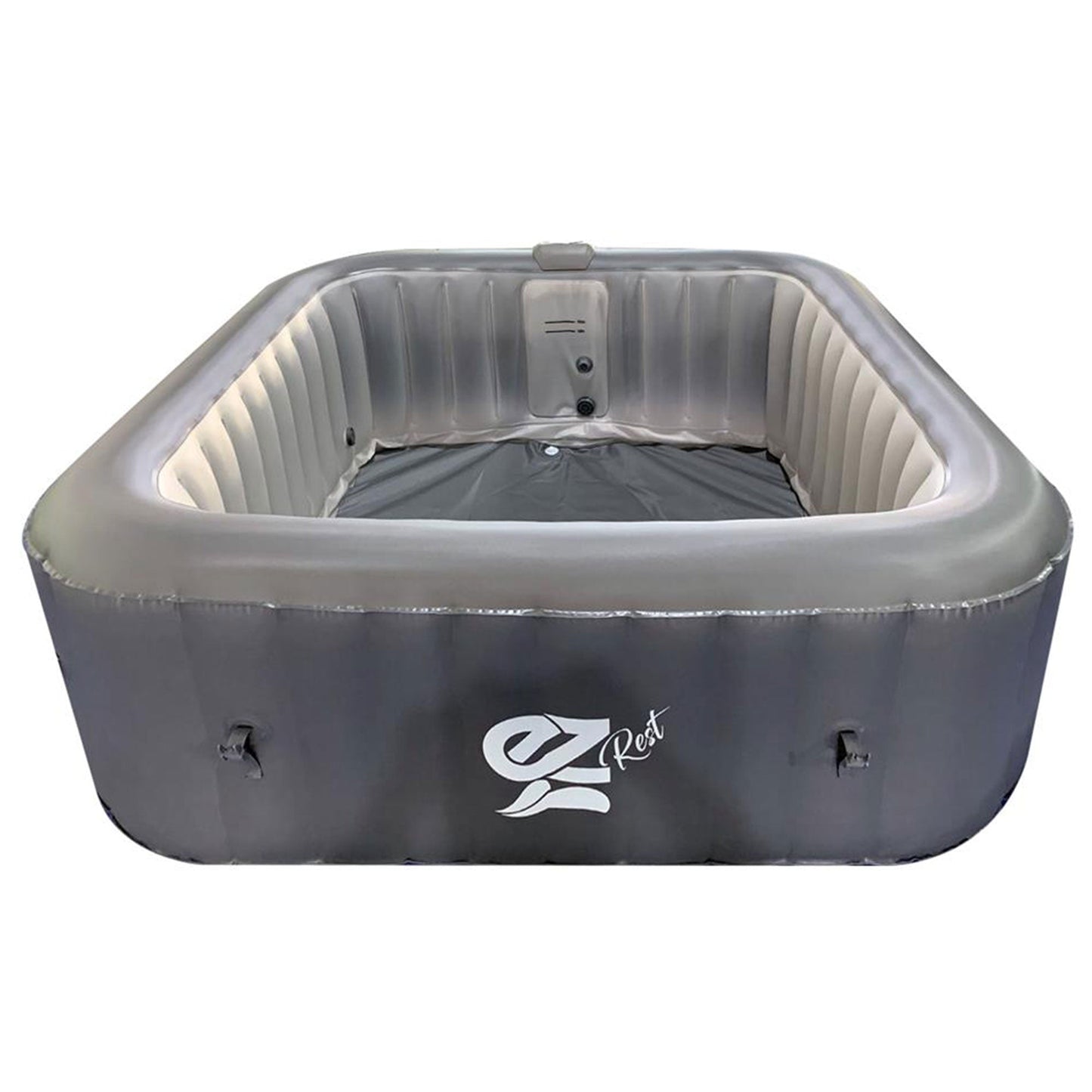 SereneLife Outdoor Portable 6 Person Inflatable Square Hot Tub with Bubble Jets