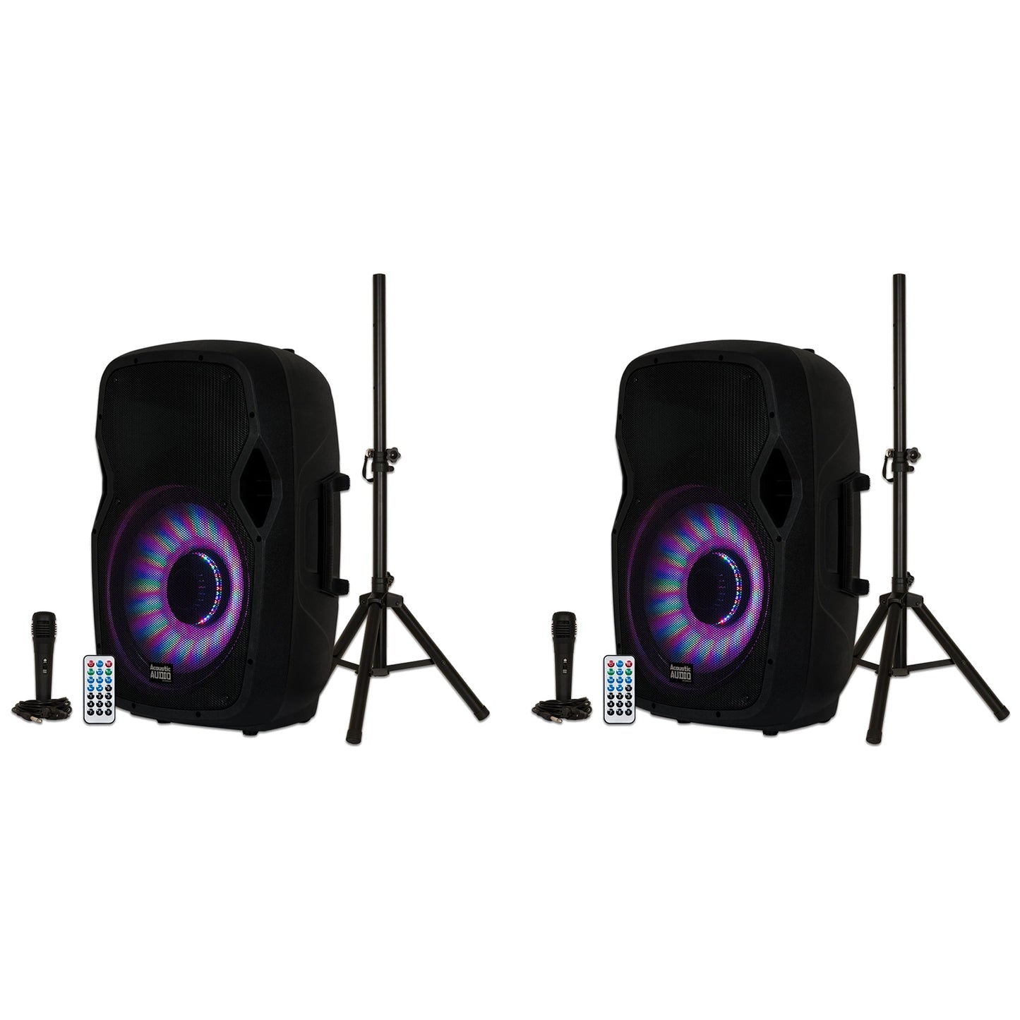 Acoustic Audio by Goldwood 1000W Bluetooth Speaker with Flashing LEDs, 2 Pack
