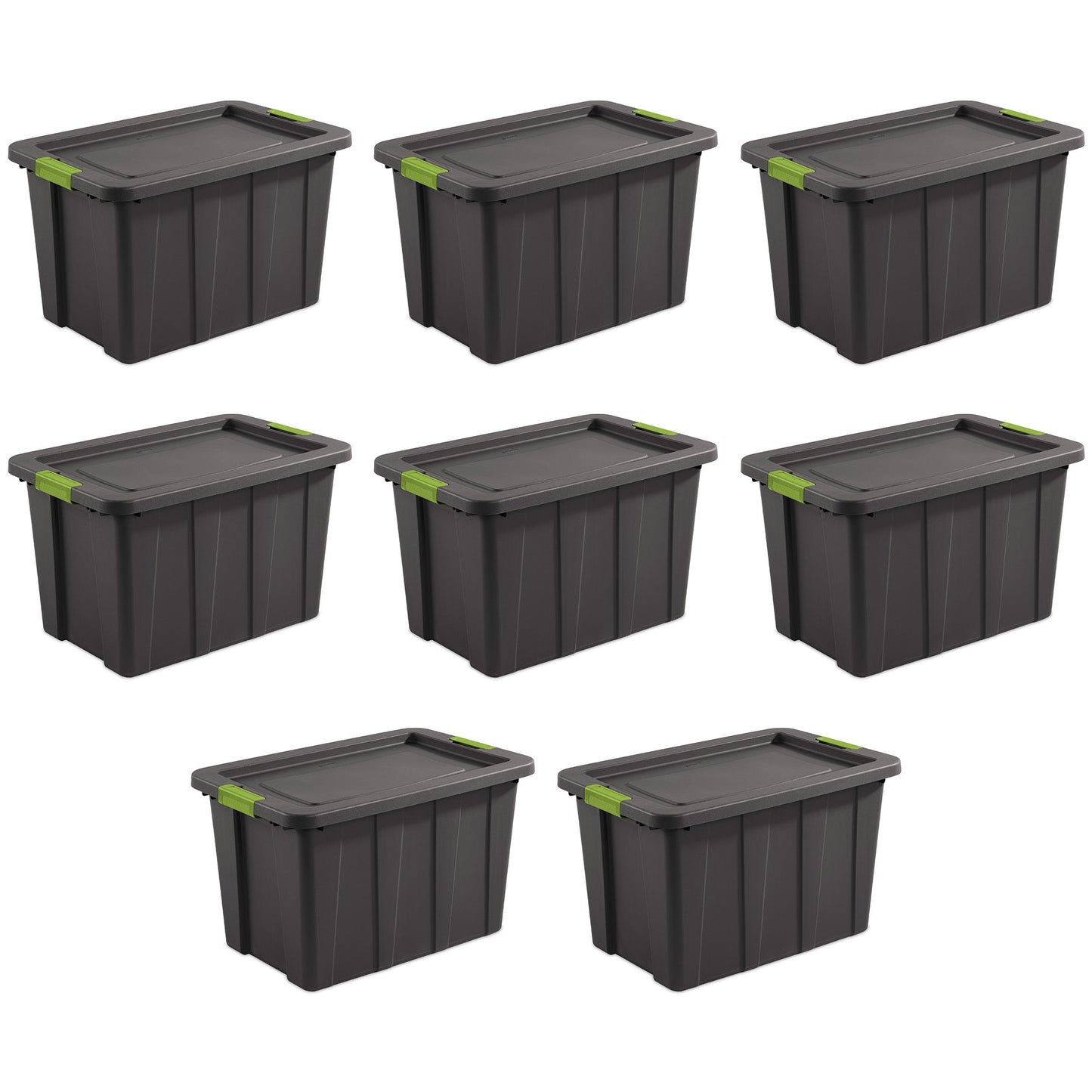 Sterilite 30 Gal Latching Tuff1 Stackable Storage Tote Bin w/ Latch Lid, 8 Pack