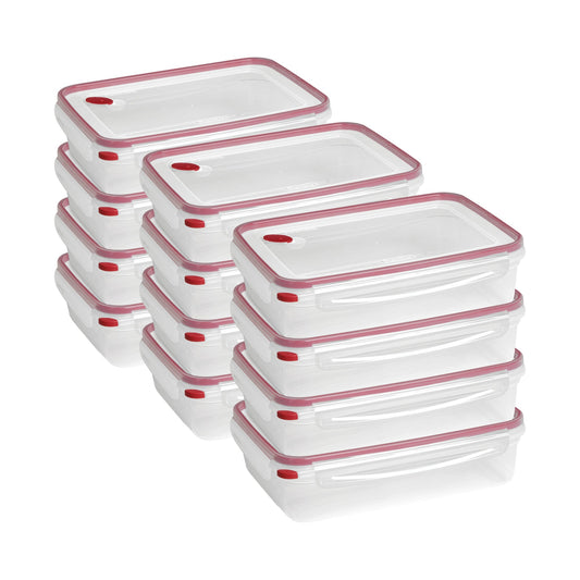 Sterilite 03426604 16 Cup Rectangle UltraSeal Food Storage Container, Red 12 Ct