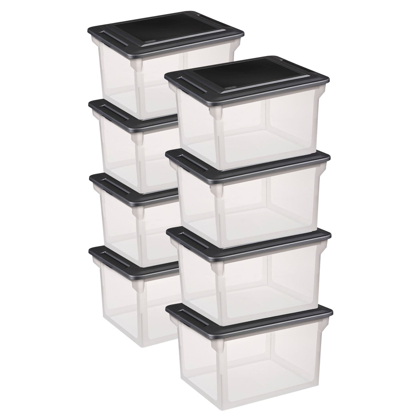 Sterilite File Box, Clear Bankers Box, Organizer Storage Tote w/ Lid (8 Pack)