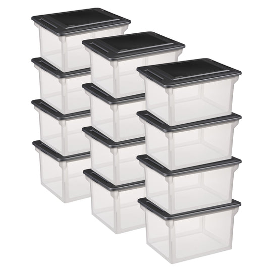 Sterilite 18689004 Versatile Clear Organizing Storage File Box w/ Lid (12 Pack)