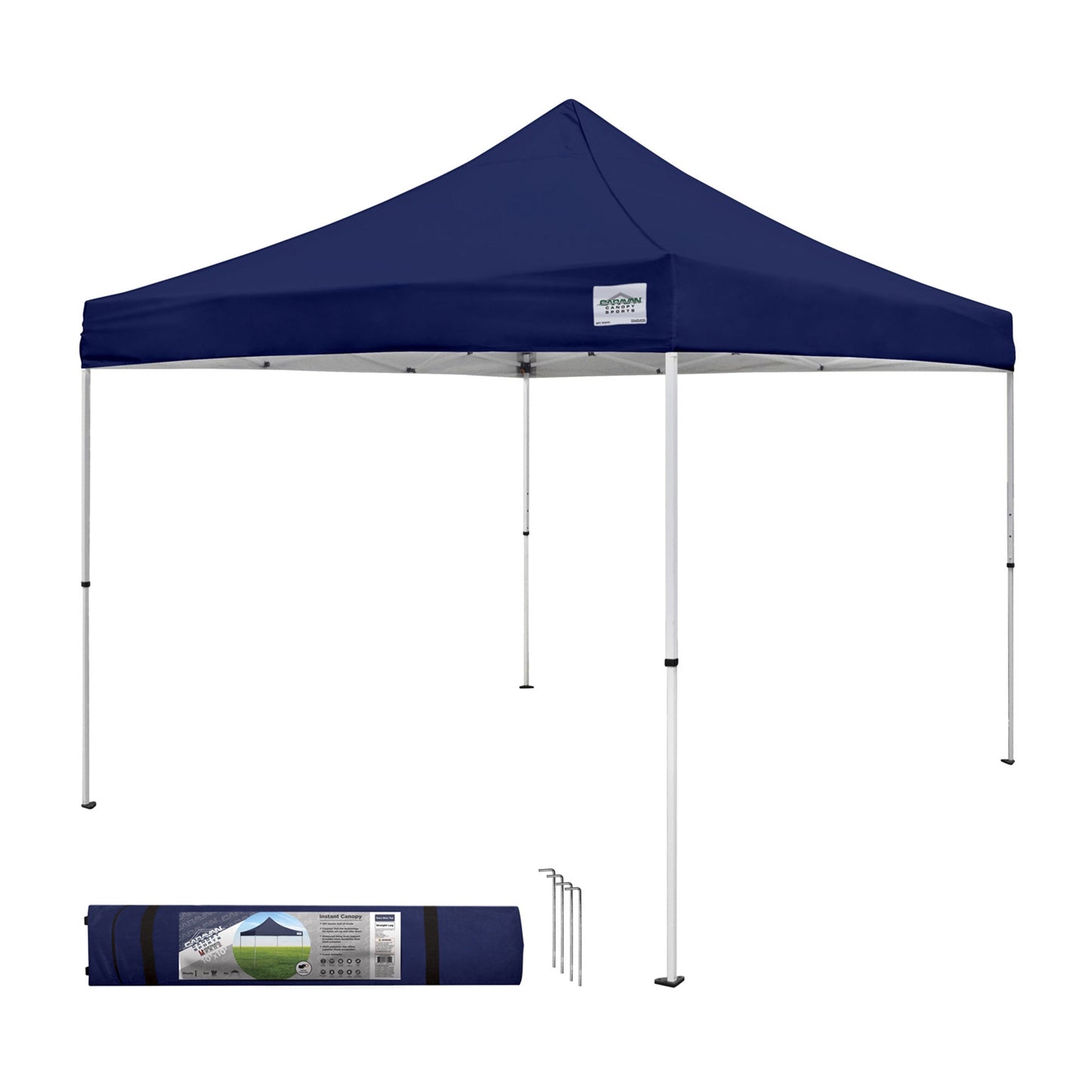 Caravan Canopy M Series Pro 2 10 x 10 Foot Shade Tent w/ Roller Bag, Navy Blue