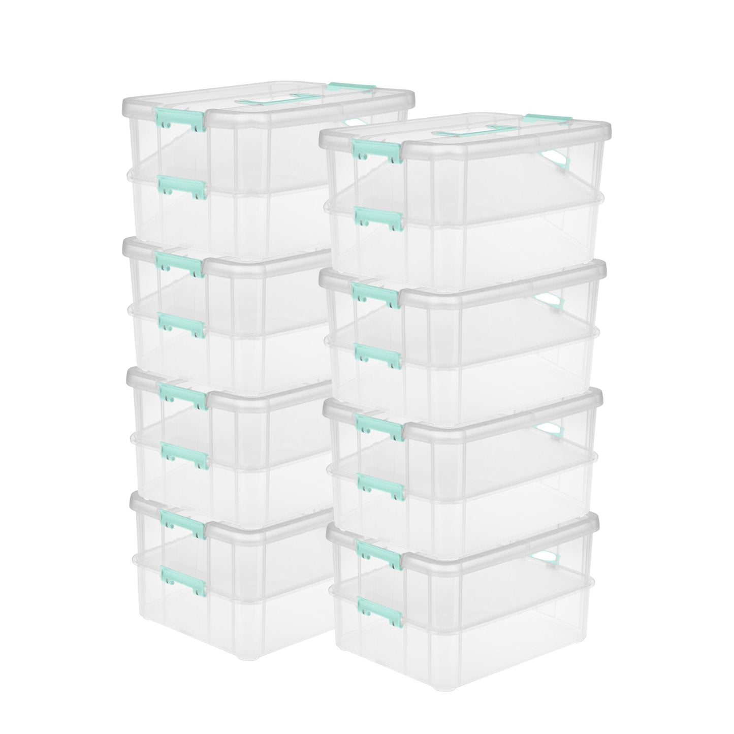 Sterilite Convenient Home 2-Tier Layer Stack Carry Storage Box, Clear (8 Pack)