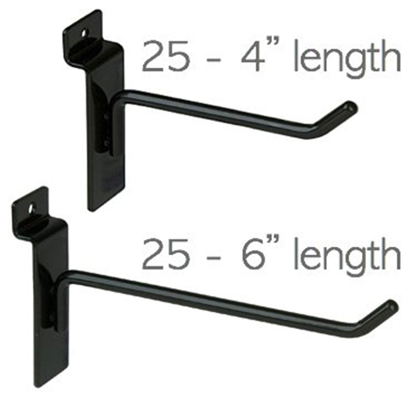 Only Garment Racks Hooks for Slatwall Panels, 4-Inch 25-Pack and 6-Inch 25-Pack