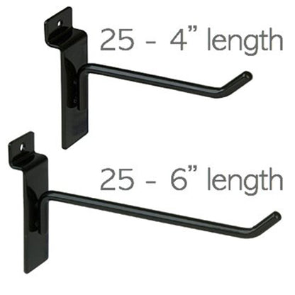 Only Garment Racks Hooks for Slatwall Panels, 4-Inch 25-Pack and 6-Inch 25-Pack