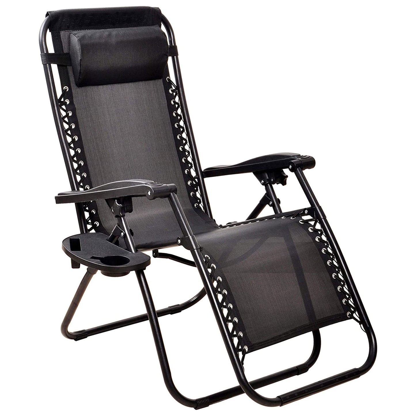 Elevon Adjustable Outdoor Zero Gravity Recliner Lounge Chair, Black, Set of 2