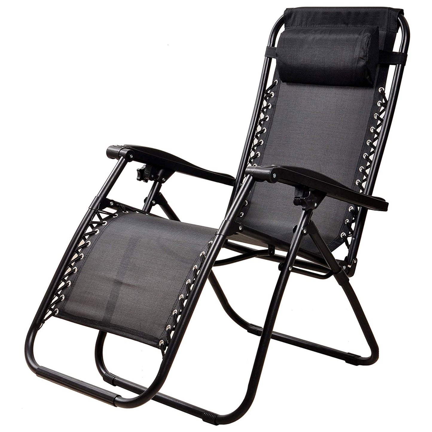 Elevon Adjustable Outdoor Zero Gravity Recliner Lounge Chair, Black, Set of 2