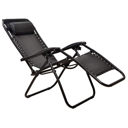 Elevon Adjustable Outdoor Zero Gravity Recliner Lounge Chair, Black, Set of 2