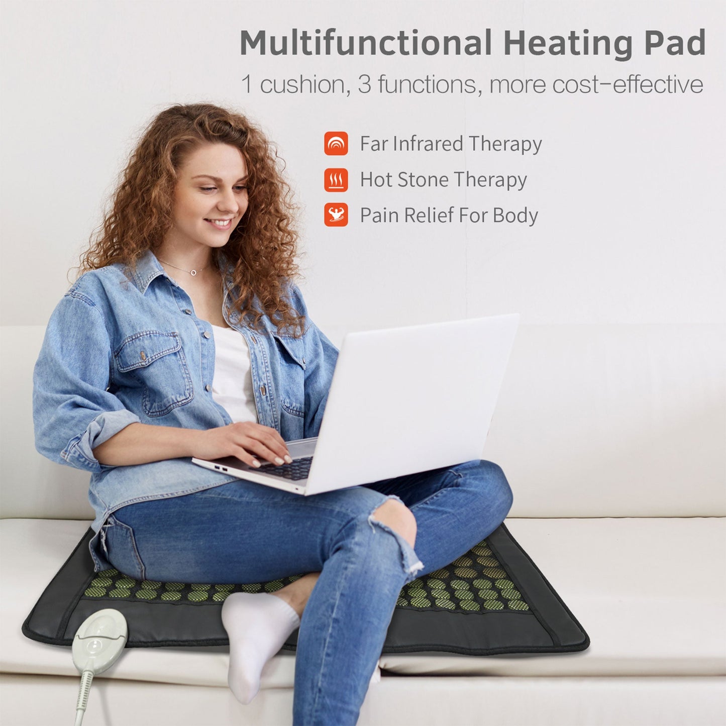 UTK 21 x 31 Inch Far Infrared Heating Pad w/ Natural Jade and Tourmaline Stones
