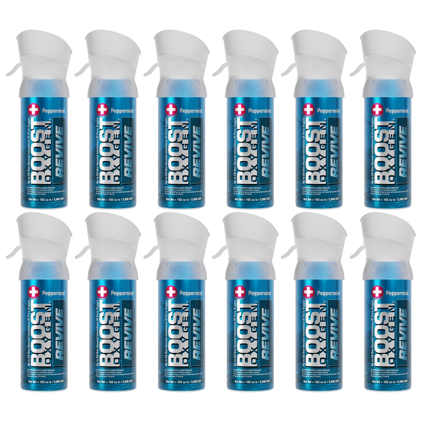 Boost Oxygen Pocket Size 3L Respiratory Support Canister, Peppermint (12 Pack)