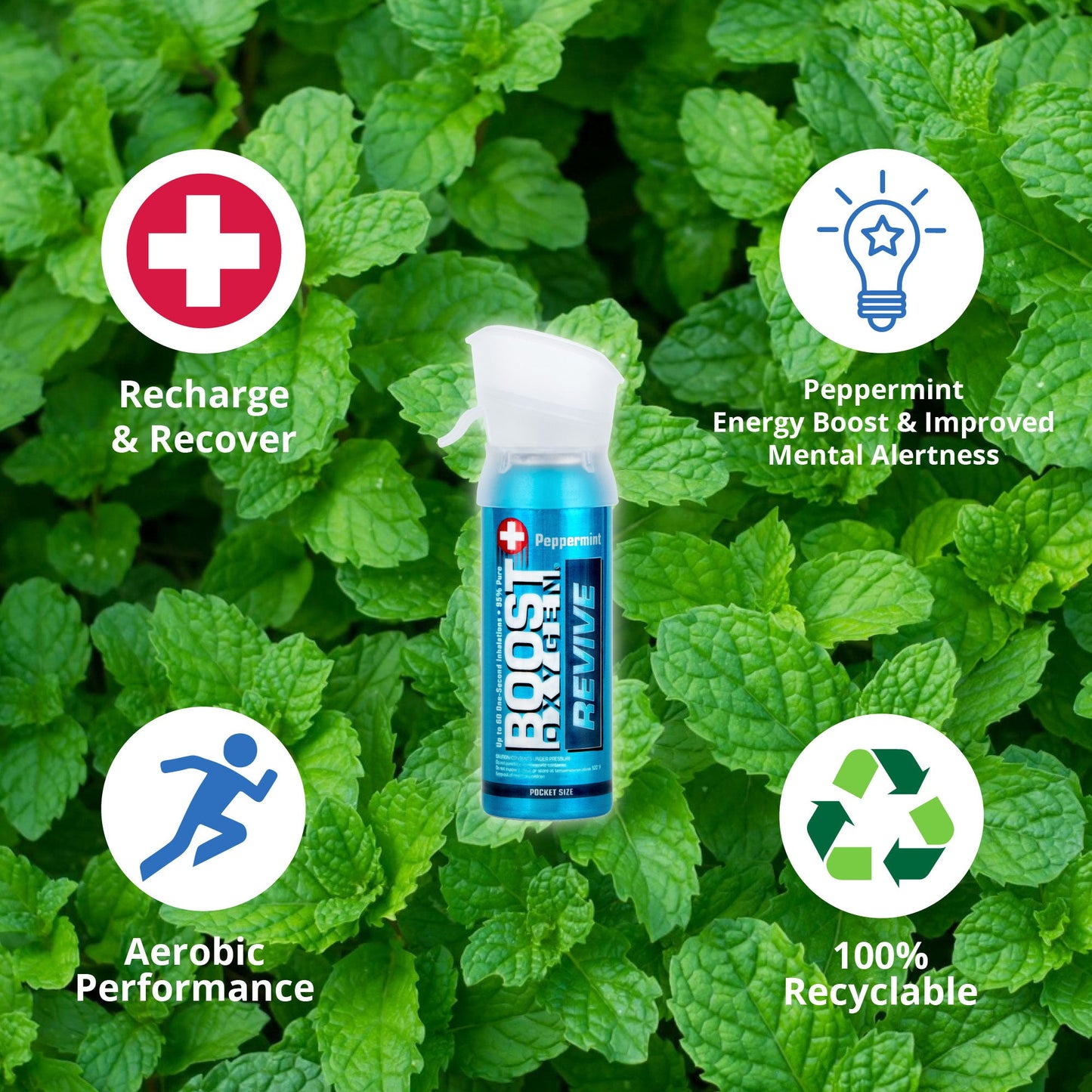 Boost Oxygen Pocket Size 3L Respiratory Support Canister, Peppermint (12 Pack)