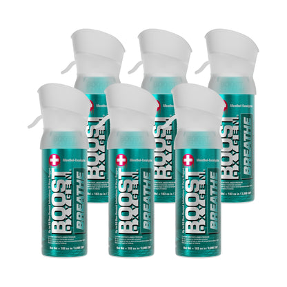Boost Oxygen Pocket Size 3 Liter Respiratory Support Canister, Menthol (6 Pack)