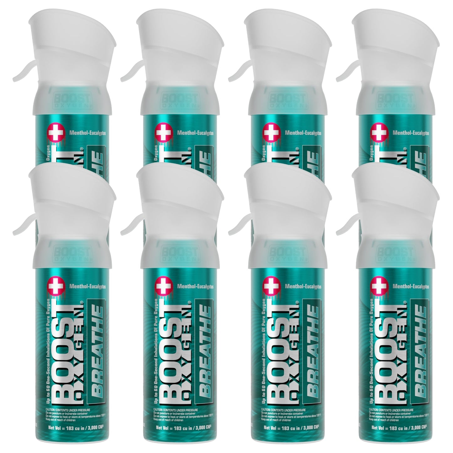 Boost Oxygen Pocket Size 3 Liter Respiratory Support Canister, Menthol (4 Pack)