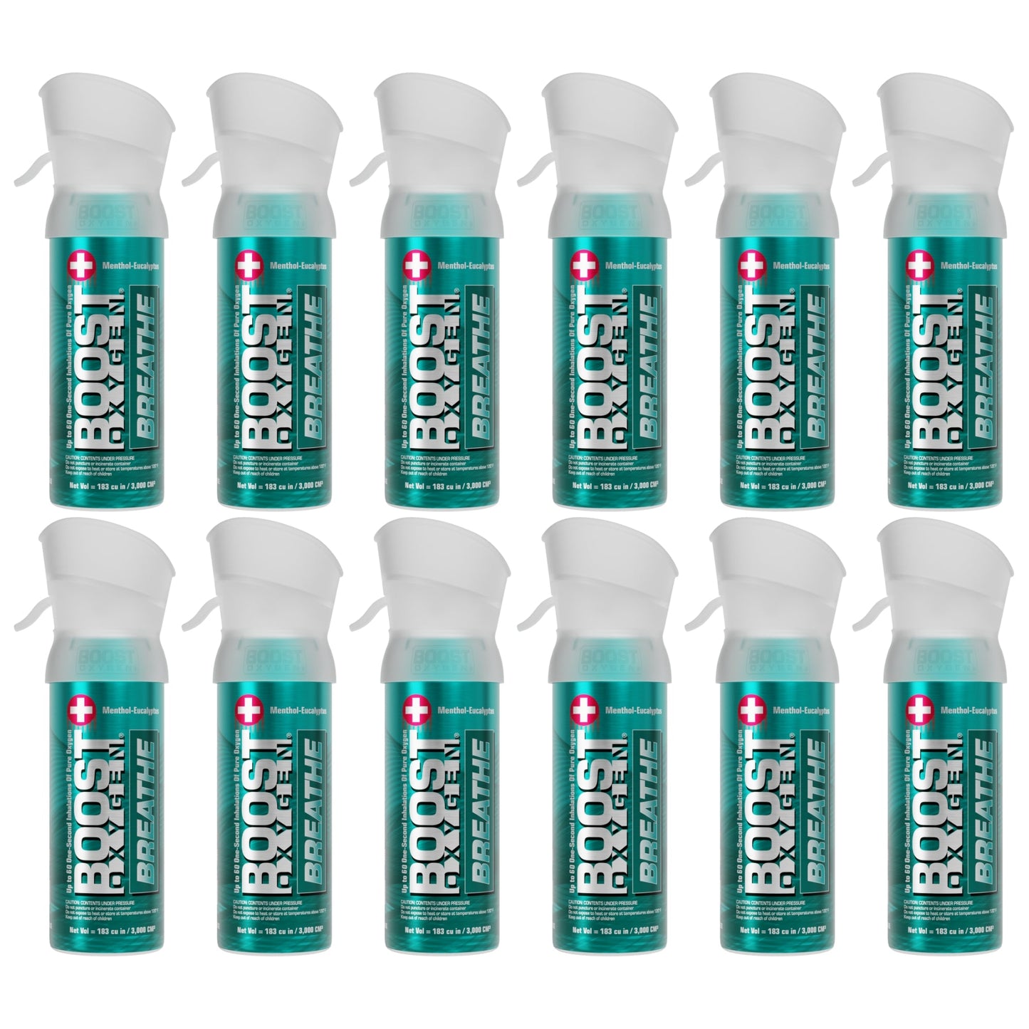 Boost Oxygen Pocket Size 3 Liter Respiratory Support Canister, Menthol (12 Pack)