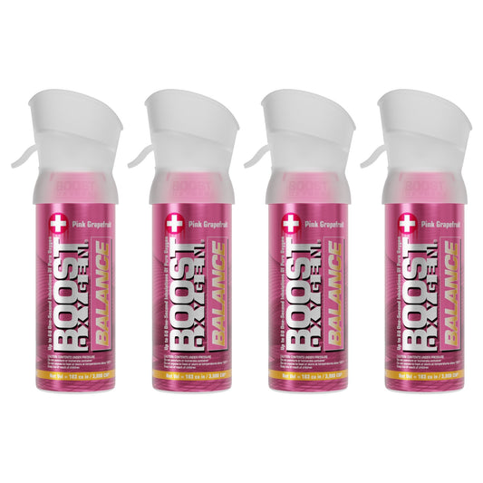 Boost Oxygen Pocket Sized Canned Oxygen w/ Mouthpiece, Pink Grapefruit (4 Pack)