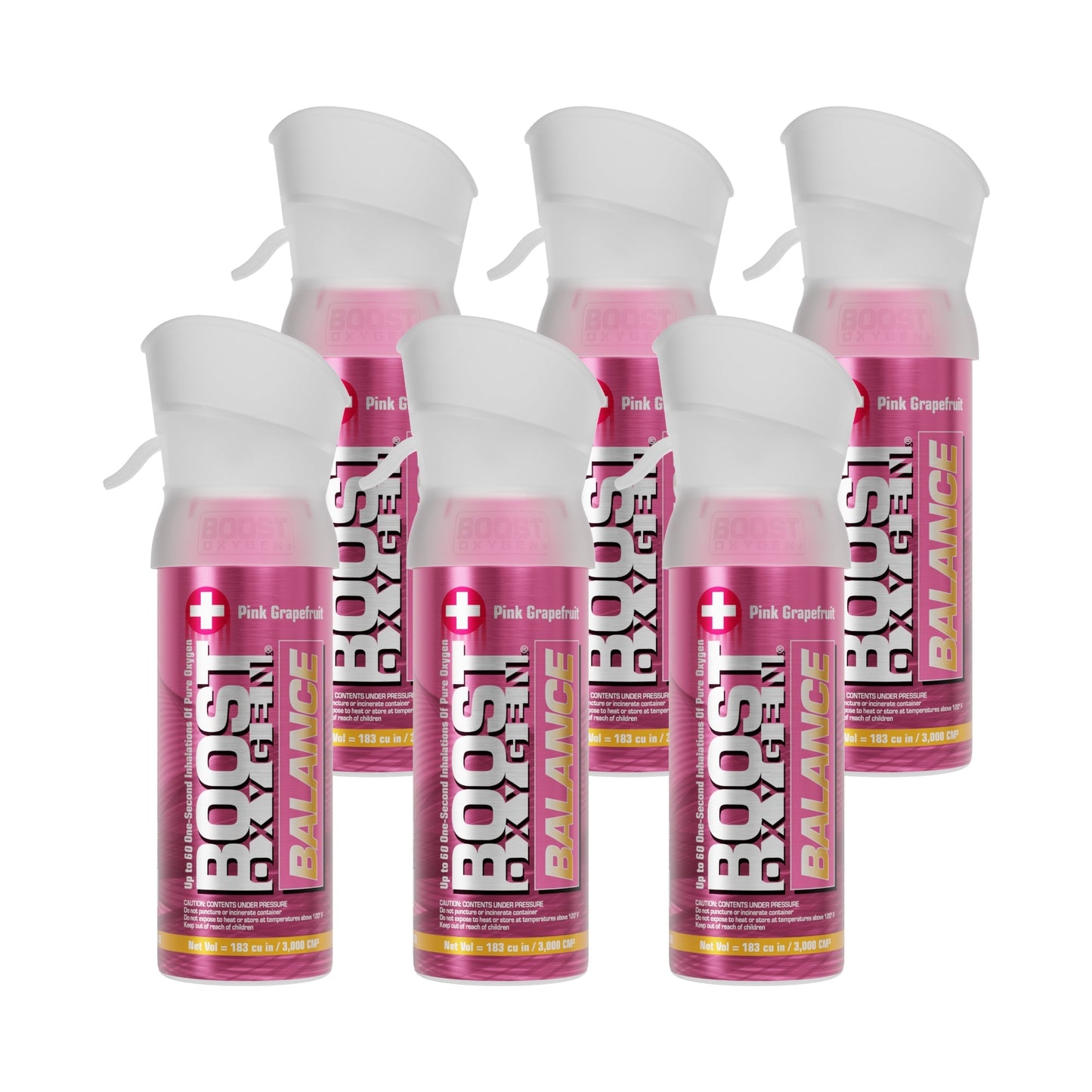 Boost Oxygen Pocket 3 Liter Respiratory Support Canister, Grapefruit (6 Pack)