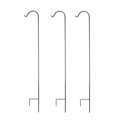 Ashman 92 Inch Shepherd's Hook Premium Metal Garden Plant Hanger, Black (3 Pack)