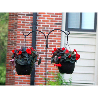 Ashman Premium Steel Ground Stake Shepherd's Hook 65 Inch 2 Sided, Black, 2 Pack